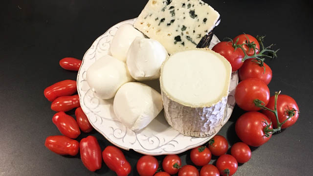 White Cheeses with Red Tomatoes